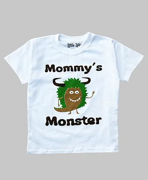 Little LABS Mommy's Monster Print Half Sleeves Tee - White