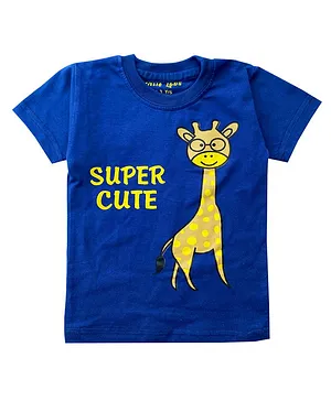 Little LABS Super Cute Giraffe Print Half Sleeves Tee - Blue