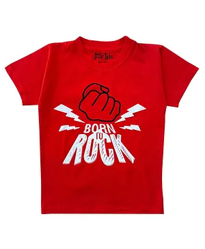 Little LABS Born To Rock Print Half Sleeves Tee - Red
