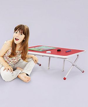 Pine Kids Genius Height Adjustable Study Table - Red