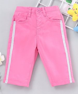 Babyhug Capri Length Side Tape Trouser Pant - Pink