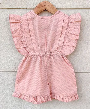 Ikeda Designs Printed Short Sleeves Jumpsuit With Ruffles - Pink