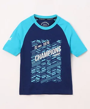 Jockey Raglan Half Sleeves Text Printed Tee - Blue