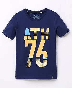 Jockey Half Sleeves Tee Text Print - Blue