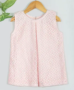 Tangerine Closet Sleeveless Embroidery Detailing  A Line Lace Dress - Light Pink