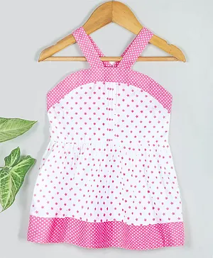 Tangerine Closet Sleeveless Star Print Dress - White & Pink