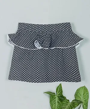 Tangerine Closet Ruffled Polka Dot Print Skirt - Black