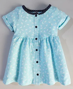 Baby Naturelle & Me Half Sleeves Frock Dragon Fly Print - Blue