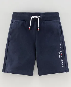 Tommy Hilfiger Mid Thigh Length Solid Color Shorts - Navy Blue