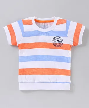 Niomoda Half Sleeves Striped Tee - Orange