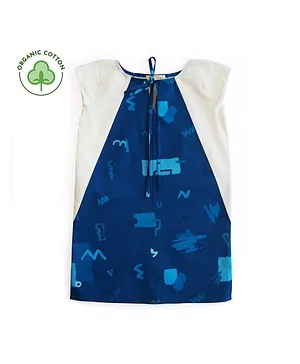 Miko Lolo Organic Cotton Cap Sleeves Abstract Print Shift Dress - Blue