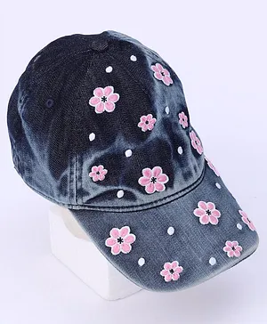 Pine Kids Cap Floral Embroidery - Blue