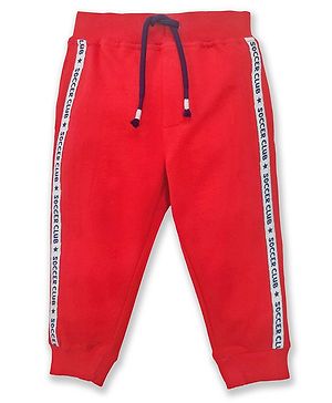 Babyhug Full Length Lounge Pant Soccer Print - Red