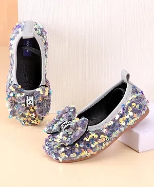 Babyoye Party Wear Belly Shoes Sequin Detailing - Silver