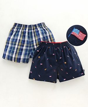 Pine Kids Knee Length Checked Boxers  with Peach Wash Finish - Multicolor