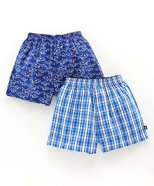 Pine Kids Peach Wash Finish  Briefs & Boxers Shark Print Set of 2 - Multicolour