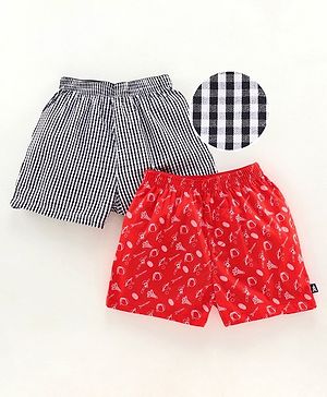Pine Kids Knee Length Peach Wash Finish  Boxers Checks Print - Multicolor