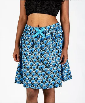 Pikaboo Short Length Geometric Floral Print skirt - Blue