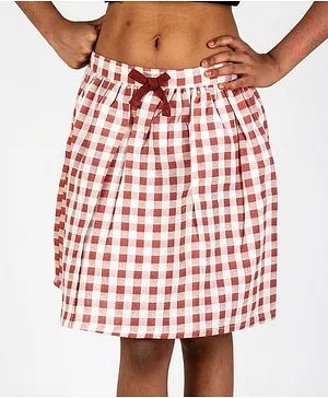 Pikaboo Short Length Checked Skirt - Red