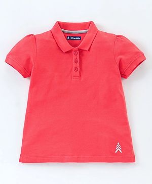 Pine Kids Half Sleeves Biowash Tee Solid Color - Red