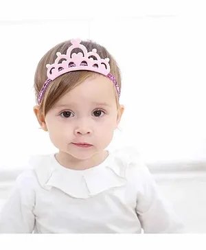 Ziory Crown Headband with Heart & Pearl - Pink