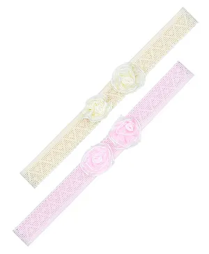 Funkrafts Flower Headbands Pack Of 2 - Pink & Off White