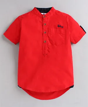 TONYBOY Solid Half Sleeves Shirt - Red