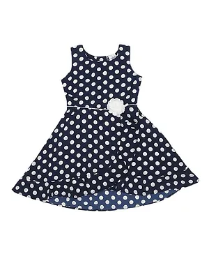 Doodle Girls Clothing Polka Dot Print Sleeveless Dress - Blue