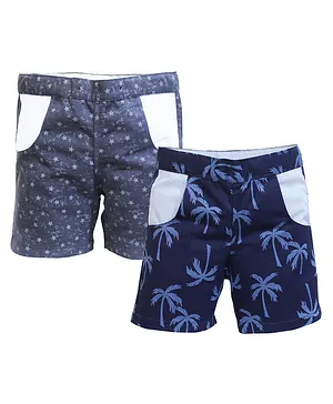 Kadmababy Set Of 2 Palm Tree Print Shorts - Blue