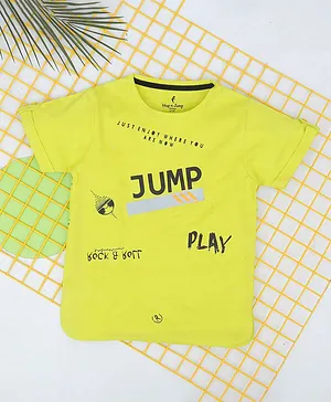 Hop n Jump Half Sleeves Hop & Jump Play Printed Tee - Light Green