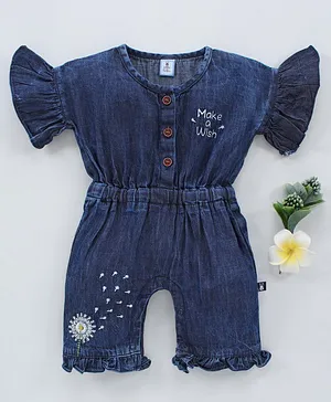 Little Folks Jumpsuit Floral Embroidered - Blue