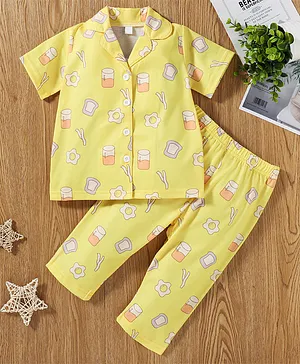 Kookie Kids Half Sleeves Night Suit Yellow 110 Female