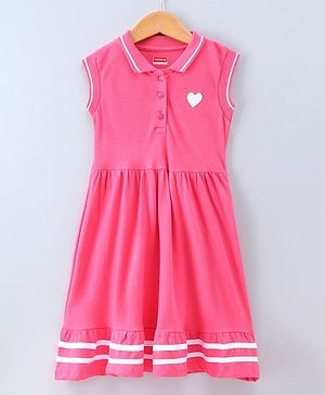 Babyhug Sleeveless Stripes Print Frock - Red