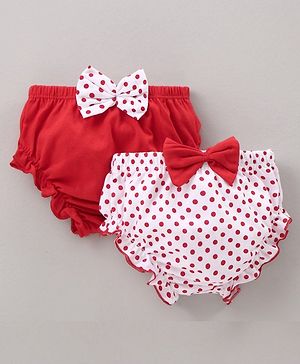 Babyhug 100% Cotton Bloomer Dot Print Pack of 2 - Red and White