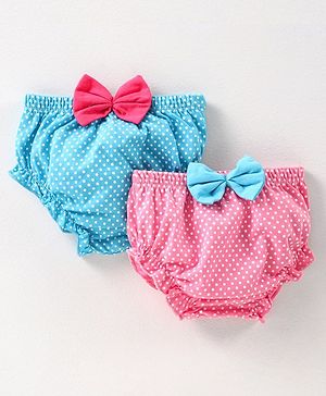 Babyhug 100% Cotton Bloomer Polka Dot Print - Pack of 2 - Pink Blue