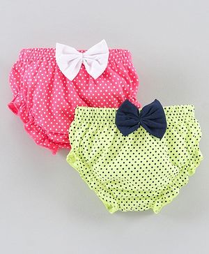 Babyhug 100% Cotton Bloomer Polka Dot Print - Pack of 2 - Pink Green