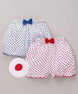 Babyhug 100% Cotton Bloomers Polka Dot Print Pack of 2 - Blue Red