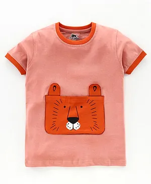 DEAR TO DAD Half Sleeves Tiger Patch Tee - Rust