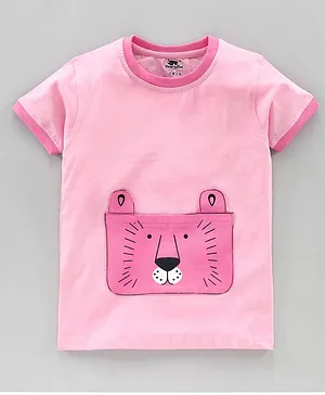 DEAR TO DAD Half Sleeves Tiger Patch Tee - Pink