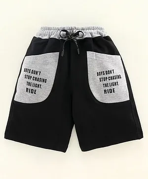 DEAR TO DAD Text Printed Knit Shorts - Black