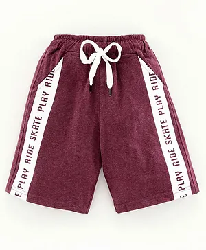 DEAR TO DAD Letter Print Detailing Shorts - Maroon