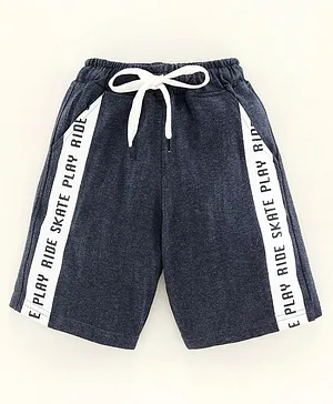 DEAR TO DAD Letter Print Detailing Shorts - Blue