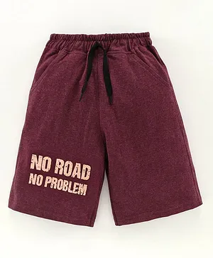 DEAR TO DAD No Road No Problem Print Detailing Shorts - Maroon