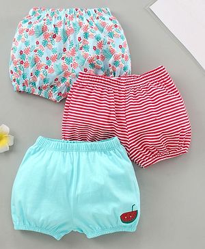 Babyhug 100% Cotton Bloomer Floral Pack of 3 - Red Blue