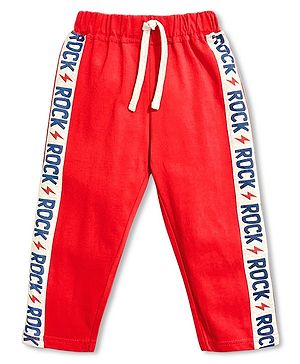 Babyhug Full Length Lounge Pant Rock Print - Red