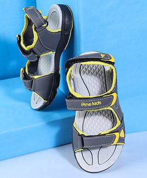 Pine Kids Velcro Closure Sandals - Grey Yellow
