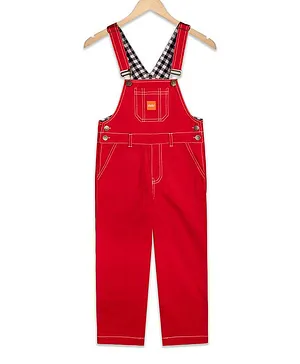 Olele Full Length Solid Dungaree - Red