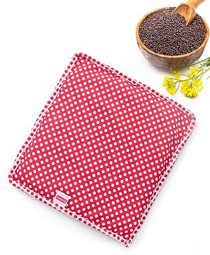 Babyhug Polka Dotted Mustard Seed Infant Pillow - Red