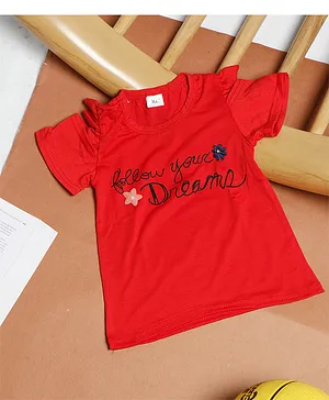 PASSION PETALS Half Sleeves Follow Your Dream Printed Tee - Red