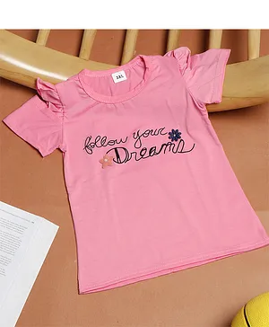 PASSION PETALS Half Sleeves Follow Your Dream Printed Tee - Pink